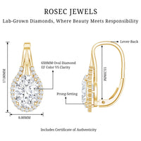 Certified 2 Carat Lab Grown Diamond Halo Designer Earrings