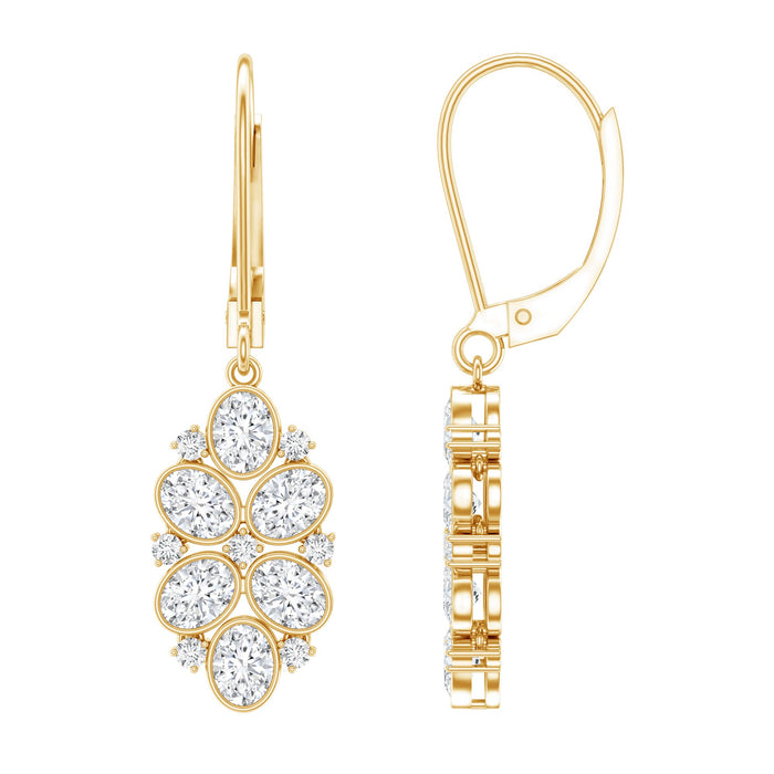 Rosec Jewels certified lab-grown diamond designer drop earrings, elegant jewelry with sparkling diamonds on a sleek gold setting.