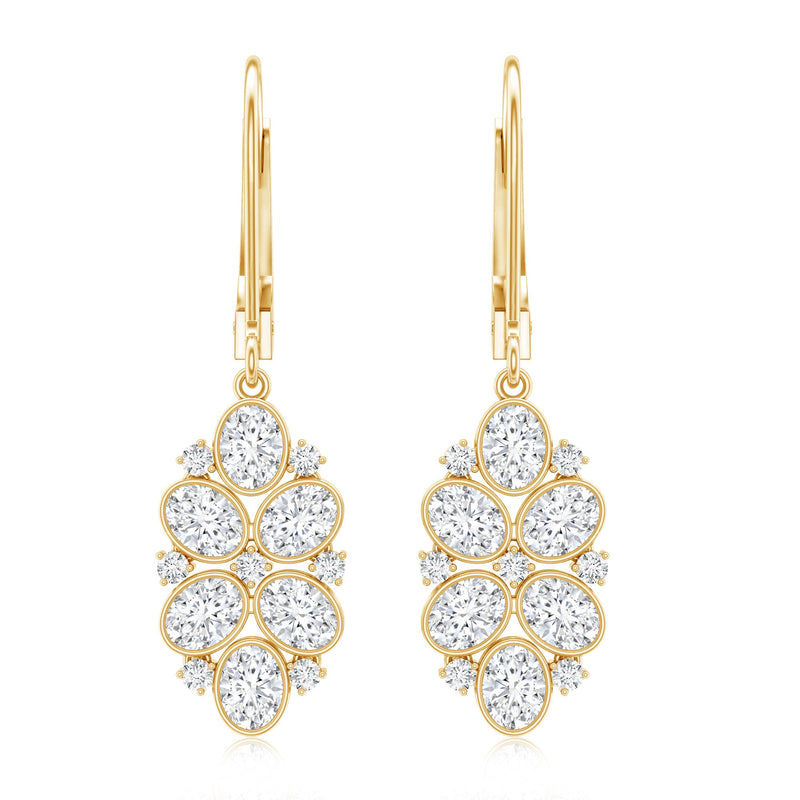 Lab grown diamond designer drop earrings by Rosec Jewels featuring sparkling diamonds and elegant silver settings.
