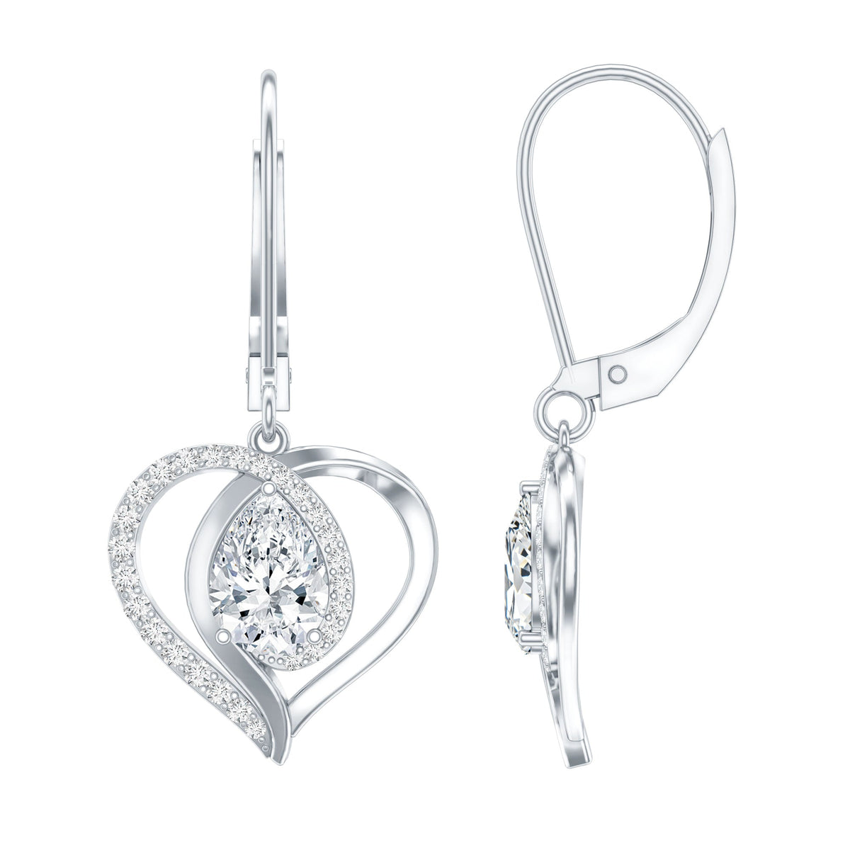 Certified 5X7MM Pear Lab Grown Diamond Heart Drop Earrings