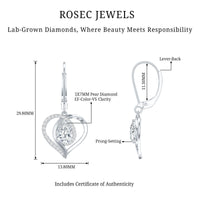 Certified 5X7MM Pear Lab Grown Diamond Heart Drop Earrings