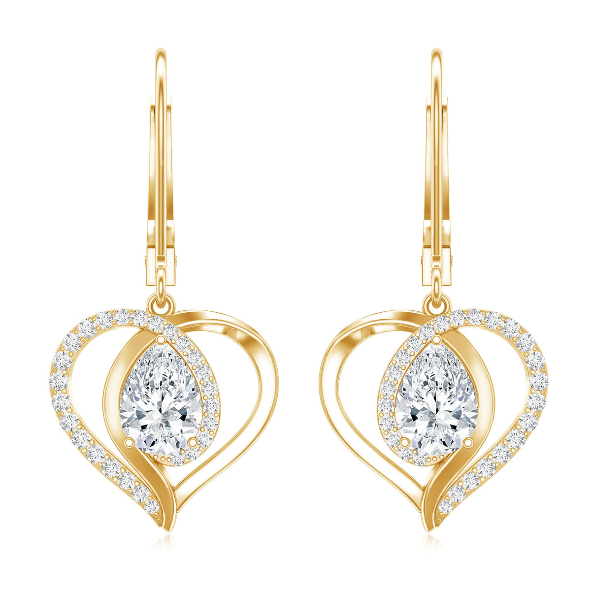 Certified 5X7MM Pear Lab Grown Diamond Heart Drop Earrings