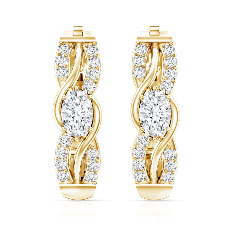 Rosec Jewels certified lab 4x6 mm oval diamond infinity earrings, elegant jewelry with sparkling diamonds and intricate design.