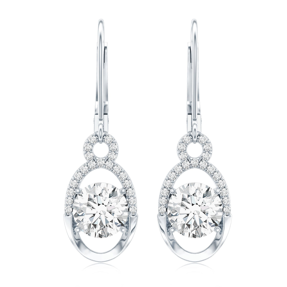 Certified 7 MM Round Lab Grown Diamond Drop Hoop Earrings