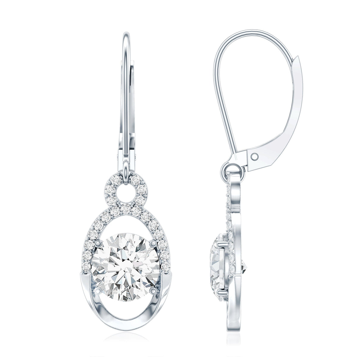 Certified 7 MM Round Lab Grown Diamond Drop Hoop Earrings