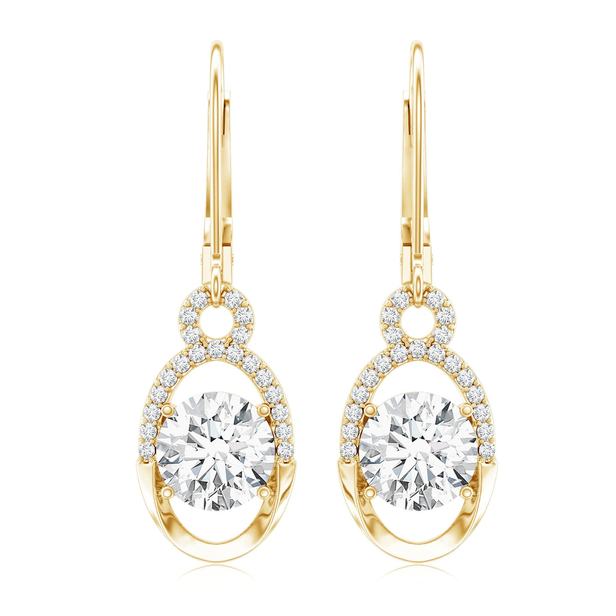 Certified 7 MM Round Lab Grown Diamond Drop Hoop Earrings
