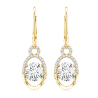 Certified 7 MM Round Lab Grown Diamond Drop Hoop Earrings