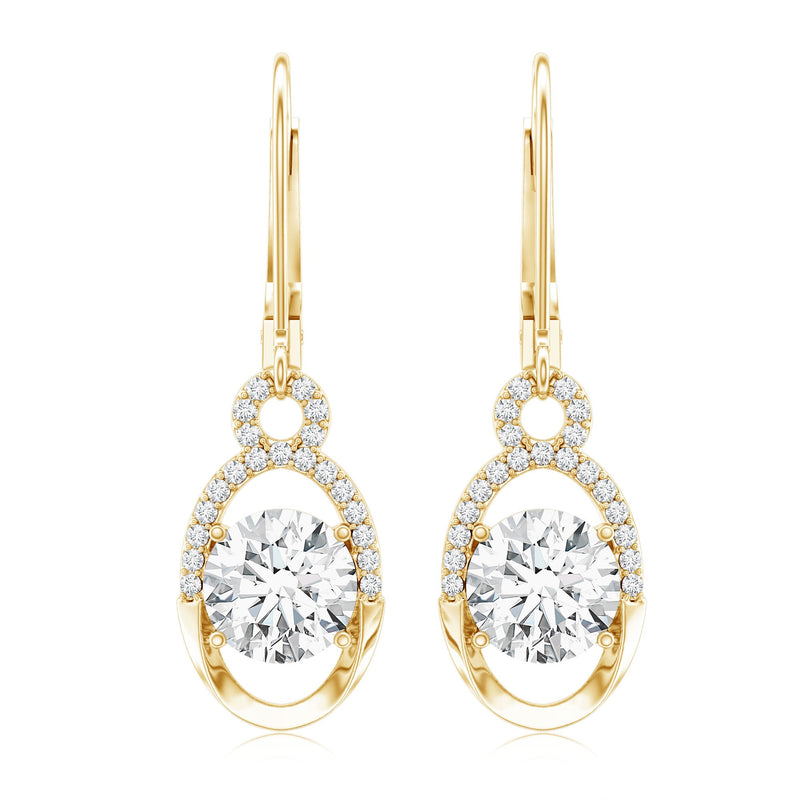 Rosec Jewels certified 7mm round lab-grown diamond drop hoop earrings, showcasing sparkling diamonds and elegant gold hoops.