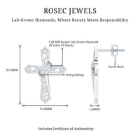 Certified Lab Grown Diamond Cross Art Deco Stud Earrings