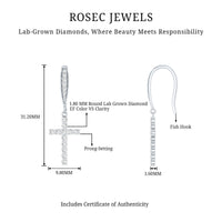 Certified Lab Grown Diamond Cross Fish Hook Earrings