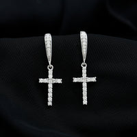 Certified Lab Grown Diamond Cross Fish Hook Earrings