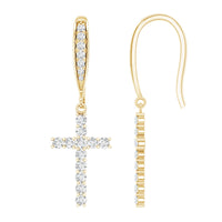 Certified Lab Grown Diamond Cross Fish Hook Earrings