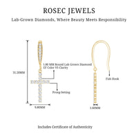Certified Lab Grown Diamond Cross Fish Hook Earrings