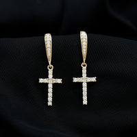 Certified Lab Grown Diamond Cross Fish Hook Earrings
