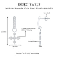 Certified Lab Grown Diamond Cross Drop Earrings For Her