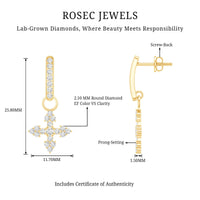 Certified Lab Grown Diamond Cross Drop Earrings For Her