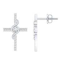 Certified Lab Grown Diamond Religious Cross Earrings