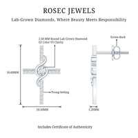 Certified Lab Grown Diamond Religious Cross Earrings