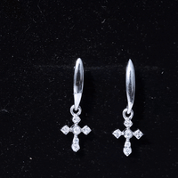 Lab Grown Diamond Cross Drop Earrings With Screw Back