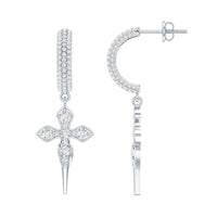 Lab Grown Diamond Designer Cross Earrings With Screw Back