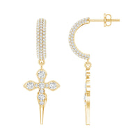 Lab Grown Diamond Designer Cross Earrings With Screw Back