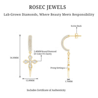 Lab Grown Diamond Designer Cross Earrings With Screw Back