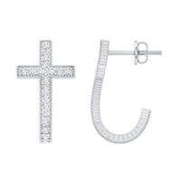 Lab Grown Diamond Religious Cross Earrings with Screw back