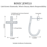 Lab Grown Diamond Religious Cross Earrings with Screw back