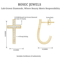 Lab Grown Diamond Religious Cross Earrings with Screw back