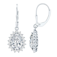 Certified 4 Carat Moissanite Drop Dangle Earrings In Silver