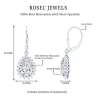 Certified 4 Carat Moissanite Drop Dangle Earrings In Silver