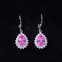 5 Carat Lab Grown Pink Sapphire Drop Earrings in Silver