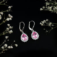 5 Carat Lab Grown Pink Sapphire Drop Earrings in Silver