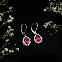 Certified 5.8 Carat Lab Created Ruby Dangle Earrings For Women