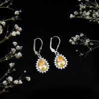 5 Carat Lab Grown Yellow Sapphire Dangle Earrings for Women with Leverbacks