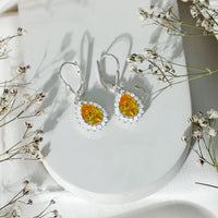 5 Carat Lab Grown Yellow Sapphire Dangle Earrings for Women with Leverbacks