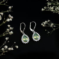 Lab Grown Green Sapphire Wedding Earrings for Bride