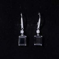 Certified 6 Carat Lab Grown Black Diamond Dangling Earrings