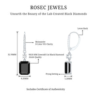 Certified 6 Carat Lab Grown Black Diamond Dangling Earrings