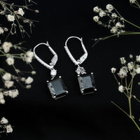 Certified 6 Carat Lab Grown Black Diamond Dangling Earrings