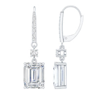 Certified 7 Carat Moissanite Silver Dangle Earrings For Women