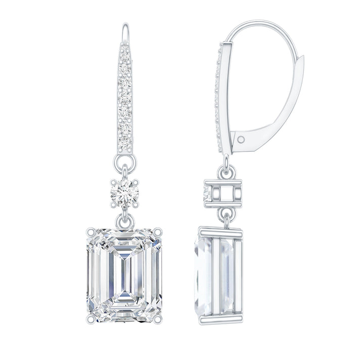 Certified 7 Carat Moissanite silver dangle earrings for women with sparkling gemstones and elegant design.
