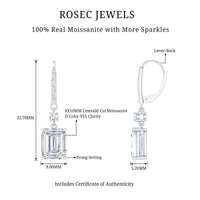 Certified 7 Carat Moissanite Silver Dangle Earrings For Women