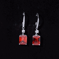 5.5 Carat Emerald Cut Lab Created Orange Sapphire Hoop Drop Earrings