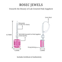 Certified 5.5 Carat Lab Grown Pink Sapphire Bridal Earrings in Silver