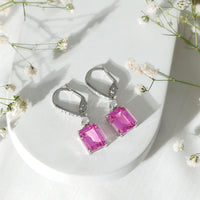 Certified 5.5 Carat Lab Grown Pink Sapphire Bridal Earrings in Silver