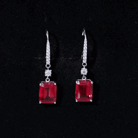 7 Carat Lab Created Ruby Drop Earrings in Sterling Silver