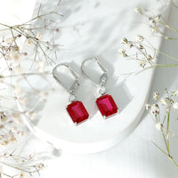 7 Carat Lab Created Ruby Drop Earrings in Sterling Silver