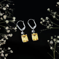 Certified 5.5 Carat Lab Grown Yellow Sapphire Teardrop Dangle Earrings for Women