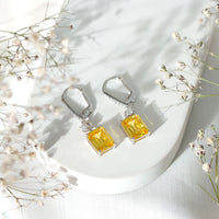 Certified 5.5 Carat Lab Grown Yellow Sapphire Teardrop Dangle Earrings for Women